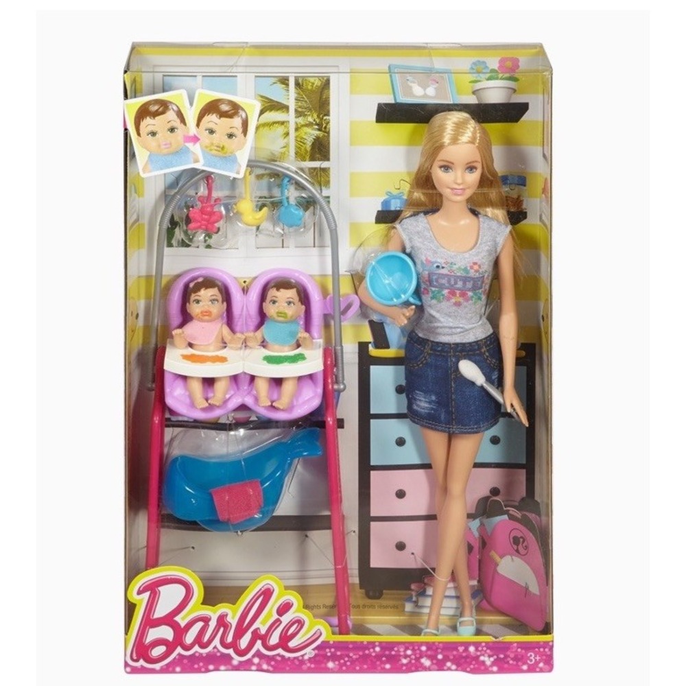 Barbie Career Twin Babysitter Doll And Playset Changing Colors Babies Role play
